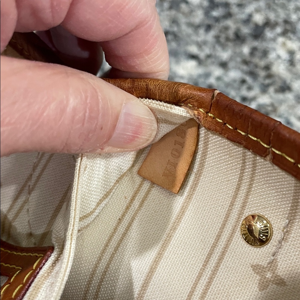 Louis Vuitton Damier Azur Canvas Tote with Brown Leather Trim - Picture 3 of 14